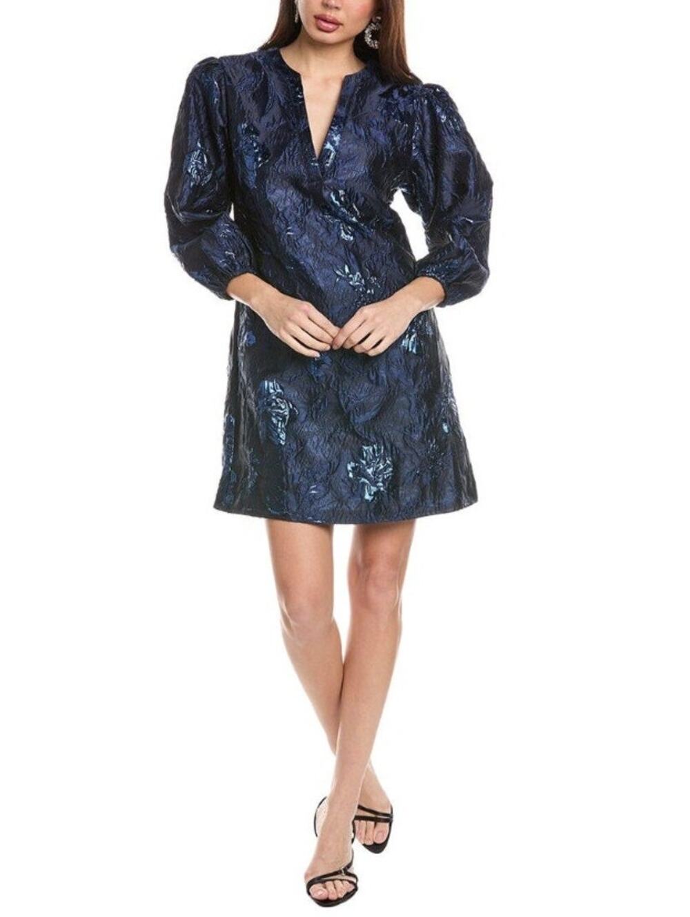 Flora Bea NYC Essen Shift Dress Night Gaze Navy XS NWT Elegant Brocade Design